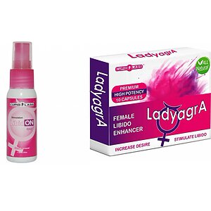 Pachet Pastile Libido Ladyagra 10buc + Spray Femei LibidON 30ml pe SexLab