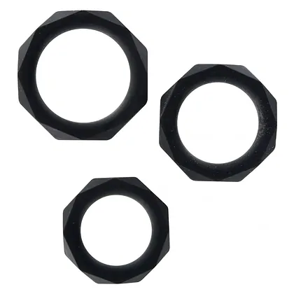 Set 3 Inele Penis Power Halo C-Ring Set Negru