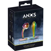 ANOS Set 2 Pluguri Anale Metalice curcubeu, Greutate Optimă Multicolor
