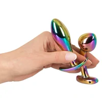 ANOS Set 2 Pluguri Anale Metalice curcubeu, Greutate Optimă Multicolor