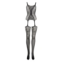 Catsuit Le Désir Fishnet and Lace Negru S-L