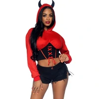 Costum Leg Avenue Devil Cropped Hoodie Roșu S-M