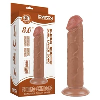 LoveToy Sliding Skin 20 cm – TPE Densitate Duală, Ventuză Puternică Maro