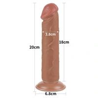 LoveToy Sliding Skin 20 cm – TPE Densitate Duală, Ventuză Puternică Maro