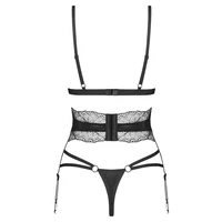 Set 3 Piese Obsessive Lobellis Negru XL-2XL