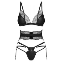 Set 3 Piese Obsessive Lobellis Negru XL-2XL