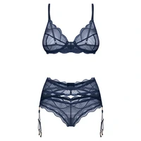 Set cu portjartier Obsessive Nightly albastru XS-S