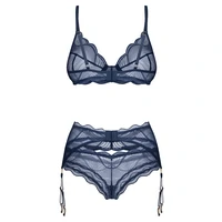 Set cu portjartier Obsessive Nightly albastru XS-S