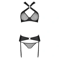 Set Din Piele Passion Amanda Negru L-XL