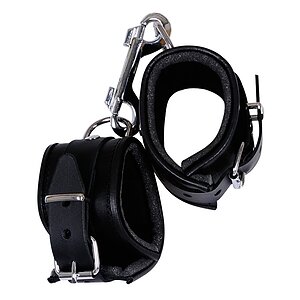 Cătușe Mâini Leather Cuffs Negru pe SexLab