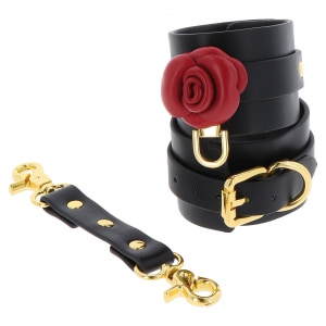 Cătușe Din Piele Wild Roses Wrist Cuffs Negru Cătușe Din Piele Wild Roses Wrist Cuffs Negru pe Sexlab.ro