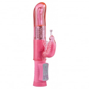 Vibrator Rabbit Happy Hugging Butterfly cu Mărgele Rotative pe Sexlab.ro
