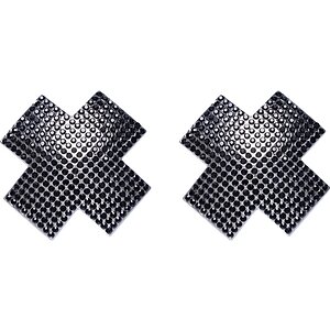 Stickere Pentru Sfârcuri Cruce – Cristale Negre, Set 2 pe SexLab