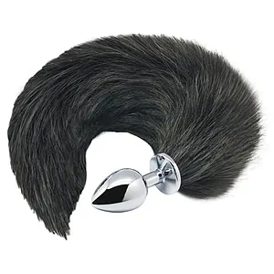 Dop Anal Cu Coada Blana Sintetica 37 Cm