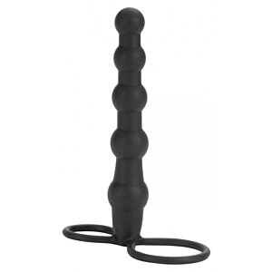Dildo Anal Din Silicon Negru Cu Margele