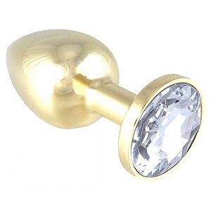 Anal Plug Metal With Crystal Rimba Auriu pe SexLab