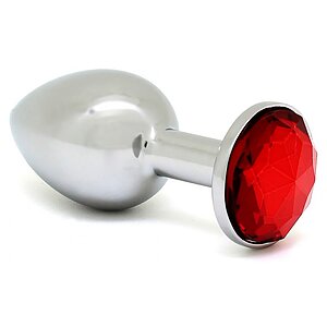 Anal Plug Small Metal With Crystal Argintiu pe SexLab