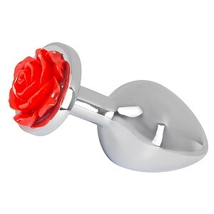 Anal Plug Trandafir Rosu Argintiu pe SexLab