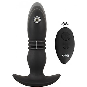 ANOS Plug Anal Vibrator Thrusting — 10 Vibraţii, 6 Împingeri Negru pe Sexlab.ro