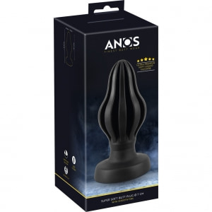 ANOS Super Soft Plug Anal 7 cm — Ventuză, Fixare Hands-free Negru