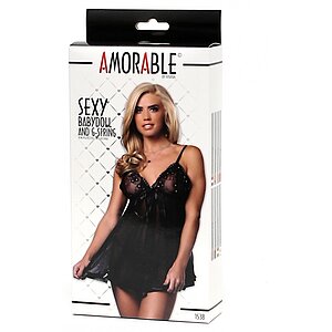 Babydoll Amorable Calista Negru S-M