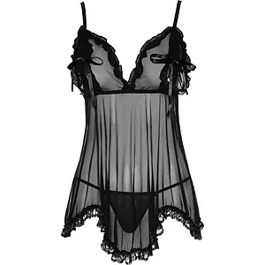 Babydoll Cottelli Collection Ruffles Negru pe SexLab