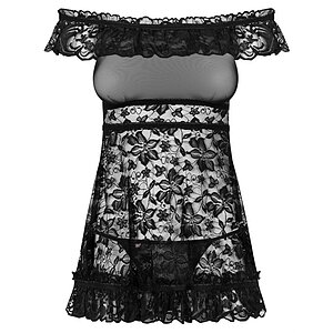 Babydoll Dress Obsessive Flores Negru pe SexLab