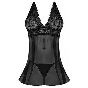 Lenjerie Intima Babydoll Spate Decupat Negru Set Lenjerie Babydoll Si Chilot