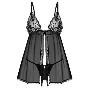 Babydoll Obsessive Blomentis Negru pe SexLab