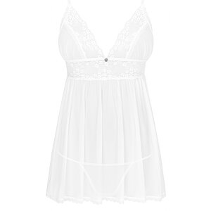 Set Lenjerie Babydoll Si Tanga Alb Babydoll Ajustabil Pe Spate Si Umeri