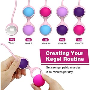 Beautiful Kegel Set: 5 Bile Vaginale Progresive, Discrete pe SexLab