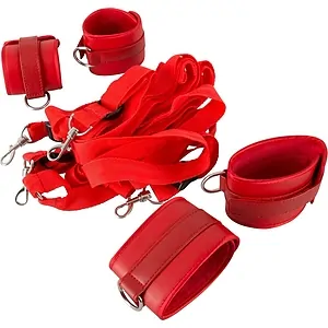 Bed Restraint Set Bad Kitty Rosu pe SexLab