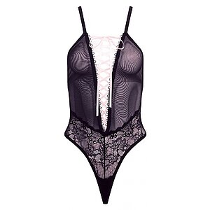 Body Barely Bare Lace Up Negru pe SexLab
