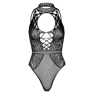 Body Leg Avenue Net And Lace Keyhole Negru pe SexLab