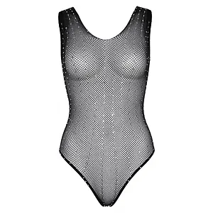 Body Leg Avenue Rhinestone Fishnet Negru pe SexLab