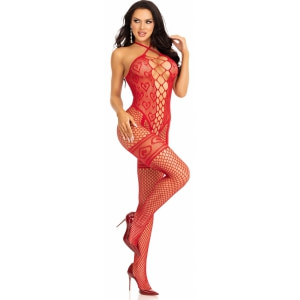 Bodystocking Net Inimă Halter Leg Avenue Roșu Bodystocking Net Inimă Halter Leg Avenue Roșu pe Sexlab.ro
