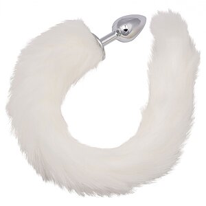 CalExotics Running Wild – Plug Metalic cu Coadă Albă 36.75cm pe SexLab