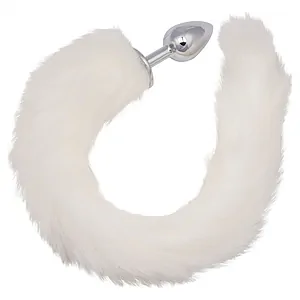 CalExotics Running Wild – Plug Metalic cu Coadă Albă 36.75cm pe SexLab