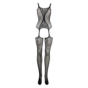 Catsuit Le Désir Fishnet and Lace Negru pe SexLab