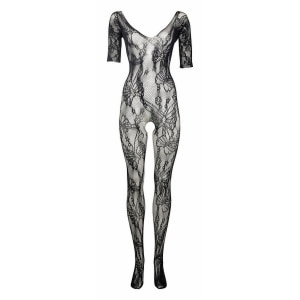 Catsuit Le Désir Lace Sleeved Negru S-L