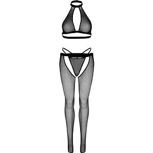 Catsuit Leg Avenue Floral Lace And Net Negru pe SexLab