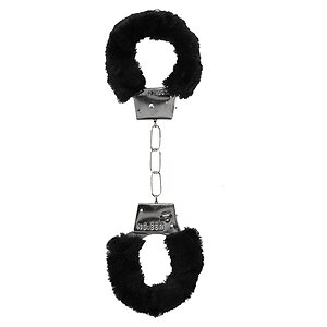 Catuse Beginners Handcuffs Furry Negru pe SexLab