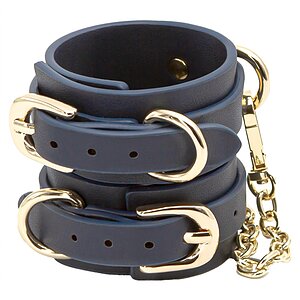 Cătușe Bondage Couture Wrist Albastru pe SexLab
