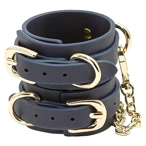 Cătușe Bondage Couture Wrist Albastru pe SexLab