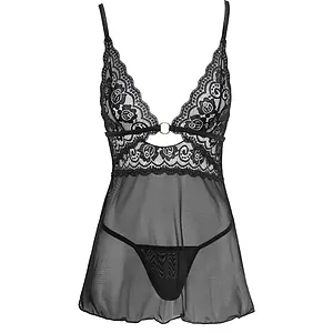 Chemise Cottelli Collection Transparent Fun Negru pe SexLab