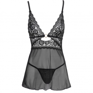 Chemise Cottelli Collection Transparent Fun Negru pe Sexlab.ro