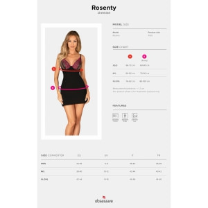 Chemise Obsessive Rosenty Negru XL-2XL