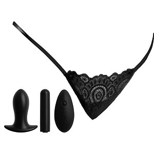 Chiloti Vibratori Remote Lace Peek-a-Boo Plus Size pe SexLab