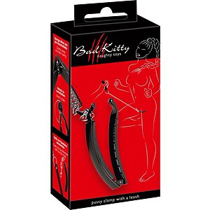 Clema Intimă cu Lesă Bad Kitty – Metalică 11 cm Negru