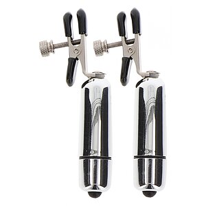 Cleme Ajustabile cu Vibrații Argintiu pe SexLab